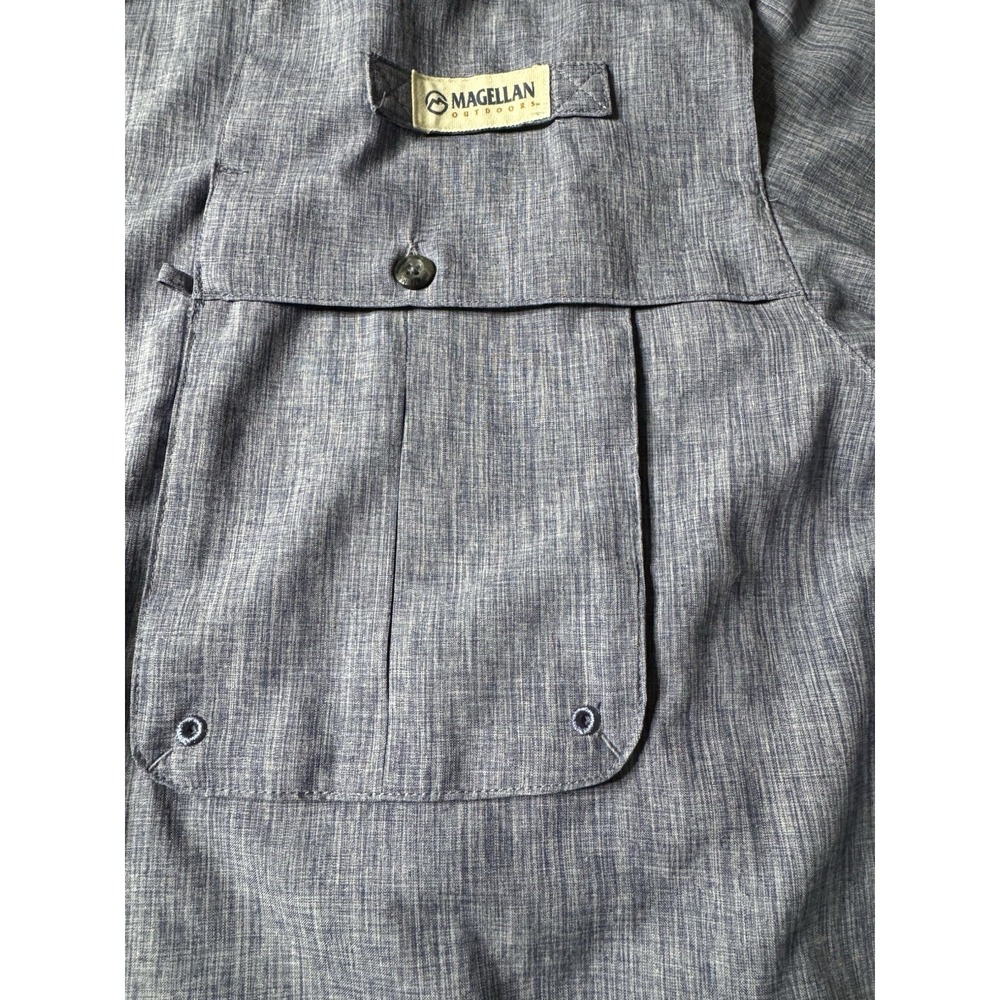 Magellan Fish Gear Shirt Mens XL Blue Fishing Button Up Vented Moisture Wicking - Picture 6 of 16